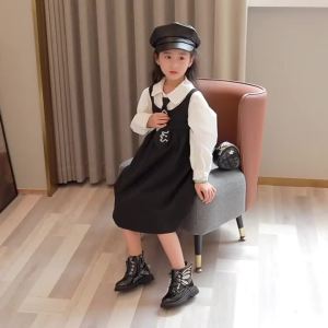 New Children Autumn Winter Casual Wing Mid-Calf Boots Kids Girl Bow Slip-Resistant Short Boots Baby Warm PU Leather Boots Casual