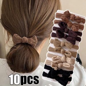 10Pcs Korean Strong Women Bow Hair Scrunchies Girls Elastic Hair Rubber Bands Ponytail Hair Holders Gum Tie Hair Accessories