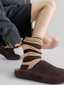 Patched Stripe Autumn Thin Socks Cotton