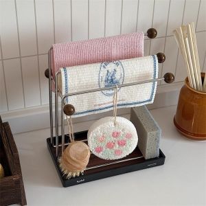 Nordic Style Stainless Steel Kitchen Sponge Holder Window Shelf Dishcloth Holder Storage Rack for Kitchen Cleaning Tools