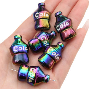 2pcs Color Plating Coke bottle Acrylic Beads Spacer Loose Beads for Necklace Bracelet Keychain DIY Jewelry Craft Making Accessories
