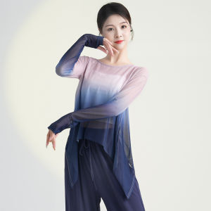 Modern Gradient Mesh Top Dance Costume Womens Practice Wear Classical Dance Outfit Ethereal Modern Dance Clothing by Dance Protagonist