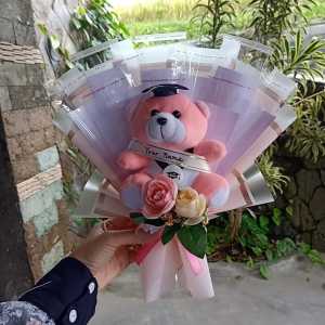 Buket kosongan Uang 10 lembar include Boneka Bunga Wisuda dan Ulang tahun