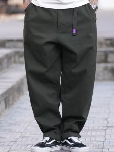 Loose Straight Leg Casual Pants Pure Color Simple Design Couple Match Sports Long Trousers Trendy Cotton Blend Mens Trousers