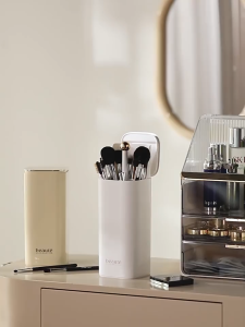 Makeup Brush Holder Organizer Auto Lifting Vanity Desk Organiser Dustproof Makeup Brush Storage Box