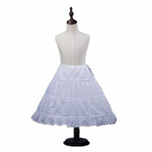 White Children kids Petticoat A-Line 3 Hoops One Layer Flower Girls Crinoline Lace Trim Flower Girl Dress Underskirt