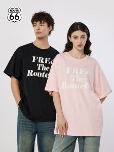 Route66 Summer New Style Couple Matching Short Sleeve T-Shirt American Retro Print Casual Loose Fit Cotton round Neck Top