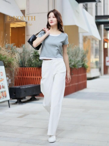 E-YOUTH Signature Clean Straight Pants – High Waist Fit | EYS1001