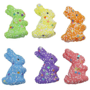 (6ชิ้น/แพ็ค) 79*53มม. สีอีสเตอร์เลื่อมกระต่ายจี้โฟมอบอุ่นเทศกาลของตกแต่งบ้านบรรยากาศ DIY