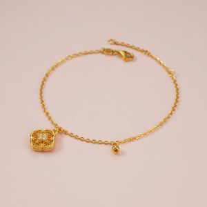 Chow Sang Sang 周生生 999 24K Pure Gold Cultural Blessings Auspicious Lock Ruyi Bracelet for Women 18cm 95553B