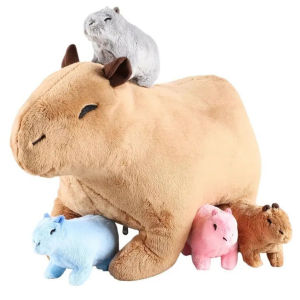 34cm Halloween Mother-child Water Guinea Pig Five-piece Soft Animal Doll For Boys and Girls Christmas Halloween Holiday Gifts
