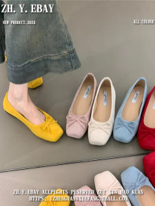 Spring 2025 Womens Flat Ballet Style Mary Jane Shoes Square Head Slip-On Soft Flat Bottom Fashionable Korean Style Casual Shoes