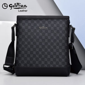 Goldlion Mens Fashionable Vertical Crossbody Bag Large Capacity Single Shoulder Business Backpack Youth PVC Material