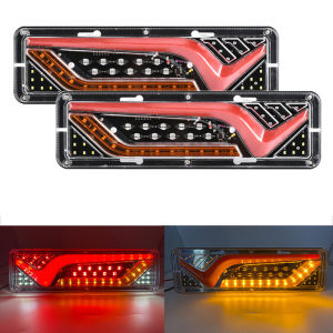 2Pcs 12V/24V Car Trailer Trucks Tail Lights Car LED Rear Tail Light Running Turn Signal Rear Lamps Lorry Bus Taillight Parts