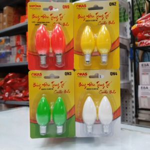 Bộ 2 bóng đèn LED quả nhót màu đỏ màu xanh lá màu vàng màu trắng đèn thờ SOPOKA