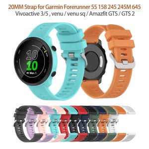 20mm Silicone Strap for Garmin Forerunner 55 158 245 645 Smart Watch Band for Garmin Vivoactive 5 Venu 2 Plus
