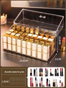 Lipstick Storage Box Dustproof with Cover Lipstick Lip Glaze Acrylic Organizing Rack for Split Storaging Box