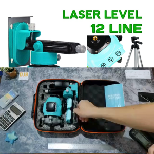 READY Lai Chuang Laser Level 4D 12 Line komplit bonus 2 baterai + tripod tukang bangunan Leveling