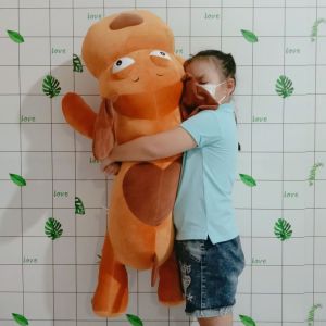 GẤU BÔNG CHÓ NẰM LƯNG TIM THÚ  BÔNG CHÓ NẰM TAI DÀI VẢI MINISO CO GIÃN 4 CHIỀU CAO CẤP