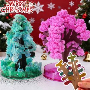 【Hibeautylife】DIY Growing Magic Christmas Tree on Paper Sakura Crystal Handmade Cherry Blossom Tree Craft Kit Xmas Desktop Decor Ornament