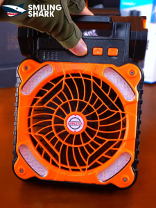 SMILING SHARK Camping Fan With LED Camping Light Collapsible Fan Light Solar Energy USB Rechargeable Summer Heat Dissipation Outdoor Waterproof Camping FS99