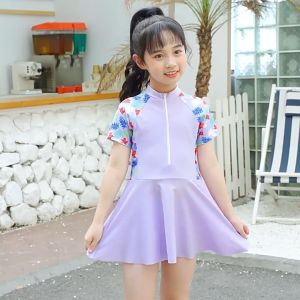 Đồ bơi cho bé gái [XẢ HẾT] Bộ bơi dáng váy trẻ em đi tắm biển Bigsize Váy bơi bé gái liền thân (14-40kg)