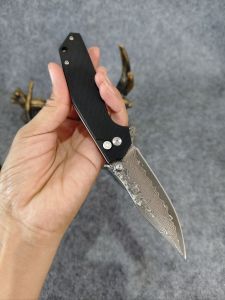 อุปกรณ์ตั้งแคมป์เดินป่า มีดพับอเนกประสงค์เหล็ก ดามัสกัส67ชั้นแกนกลางVG10ความแข็ง 59-60 HRCด้ามจับ G10