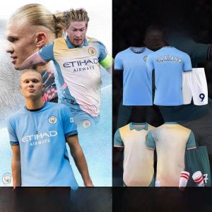 Manchester City Football Kit Mens Training Set Premier League Soccer Uniform Harland De Bruyne Match Teamwear Short Sleeve