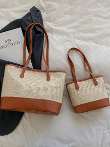Fashionable Large Capacity Straw Woven Shoulder Bag for Women Underarm Tote Bag Simple Design High End Feeling New 2025