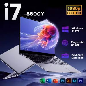 15.6" Windows 11 Pro Laptop Computer Intel Core i7 8500Y 16GB RAM 1TB SSD Laptops Office Computer PC Fingerprint Unlock Notebook