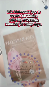 (ELLA SHOP) EVA Raincoat for Adults with Drawstring Hood Rain Coats Family Pack for Travel Theme Park Camping