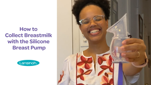Lansinoh Silicone Breast Pump for Breastfeeding with Suction Base Portable and Lightweight Includes Neck Strap and Protective Lid