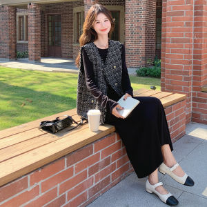 Black Small Fragrance Style Vest Dress Set Womens Autumn New Luxury High-End Sensation Super Beautiful Two-Piece Set