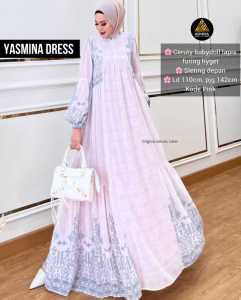 Dress yasmina - ceruty babydoll lapis furing Ld 110 pj 140 zipper depan
