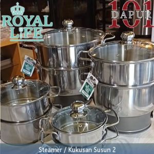 Royal Life Stainless Steamer Set 28 cm x 2 Susun / Panci + Kukus