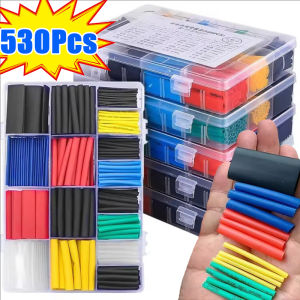 530 ชิ้น/ชุด ท่อหดความร้อนท่อหดแบบฉนวน / ท่อหดแบบสายโพลีโอเลฟินอิเล็กทรอนิกส์ / ตัวป้องกันปลอกหุ้มฉนวนสายเคเบิลทนความร้อน