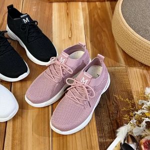 New Black Rubber Shoes For Women On Sale Non-Slip Comfortable Mesh Shoes Lace Up Sports Shoes