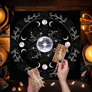 VIKAMA Hoa Pha Trăng Bàn Thờ Vải Tarot Thẻ Khăn Trải Bàn Chống Thấm Nước Lễ Thiền Thảm Tâm Linh Để Bàn Trang Trí Vuông Polyester