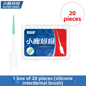 SUPER DEER | Portable Disposable Two-in-One Toothpick and Floss Interdental Brush