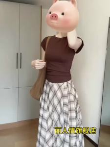 LIRENQING | Bộ Đầm Plaid Vintage Mùa Hè