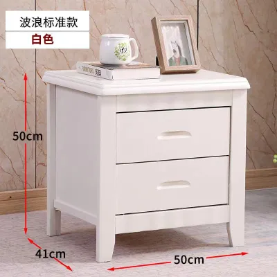 Economic Solid Wood Nightstand Mini Bedroom Storage Cabinet Whole Assembly Walnut Color Modern Simple Style Adult Furniture