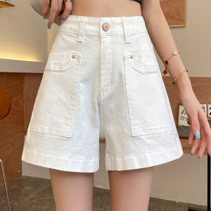 High-Waist Denim Shorts for Women Summer Thin Section Pear-Shaped Body Contour Hip Covering Slimming Loose Style in Light Color