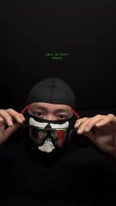 Mask COD Ghost Mask Breathable Mesh Rider Balaclava Stretch Full Face Balaklava Tube Skull Print Mask Black