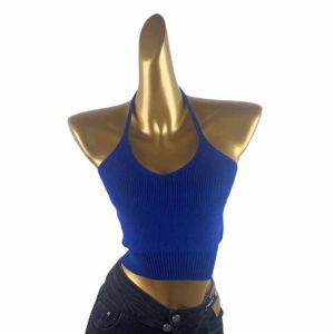 Gợi Cảm Cay Bé Gái Dệt Kim Dây Đeo Vai Áo Hai Dây Nữ Ngắn Áo Croptop Ngâm Bụng Phong Cách Mới Mùa Hè Thời Trang Sành Điệu Thời Trang Dây Đai Treo Cổ