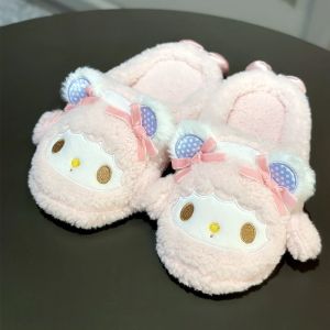 Bandai | My Melody Cartoon Slippers Comfortable Plush Pink Indoor Shoes My Sweet Piano Home Flat Shoes Comfortable Non-slip Girl Women
