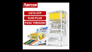 AMPCOM Konektor RJ45 Straight-through CAT6 50u - Koneksi Jaringan Cepat dan Stabil untuk Kabel Ethernet