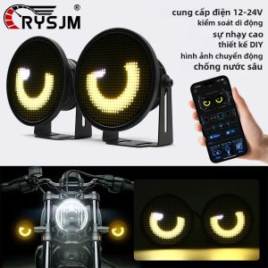 Đèn LED DRL Điều Khiển Bằng Ứng Dụng 2 Chiếc Cho Ô Tô Đèn Mắt Động 12V-24V Đèn Tự Chế Đầu Phát Đa Phương Tiện Đèn Pha Với Kiểu Nhấp Nháy