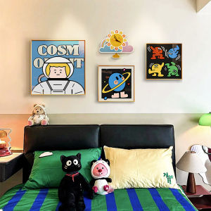 Dopamine Childrens Room Decorative Artwork Boys Bedroom Headboard Hanging Picture Girls Cartoon Astronaut Wall Mural