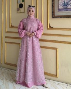 Lunai lac Gamis Modern Gamis Tule Motif Terbaru Simpel Elegan Mewah Baju Muslim Wanita Dress Viral