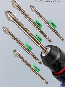 Four-blade Serrated Eccentric Drill Bit Ceramic Tile Cast Iron Concrete Hexagonal Drilling